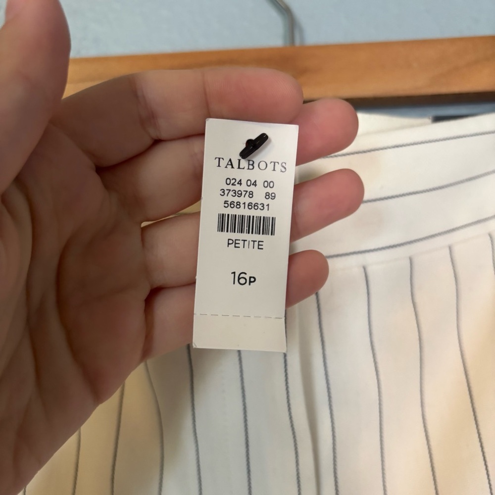 NWT Talbots Linen Greenwich‎ Wide Leg Trouser Pants Sunny Pinstripe Sz 16 Petite - Picture 3 of 6